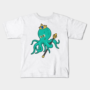 Octopus as King with Trident Kids T-Shirt